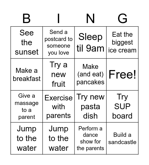 Italian summer Bingo Card