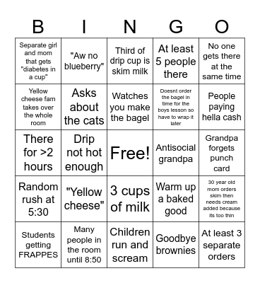Thursday misery Bingo Card