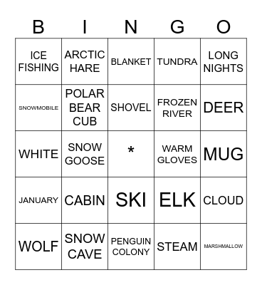 WINTER VOCABULARY Bingo Card