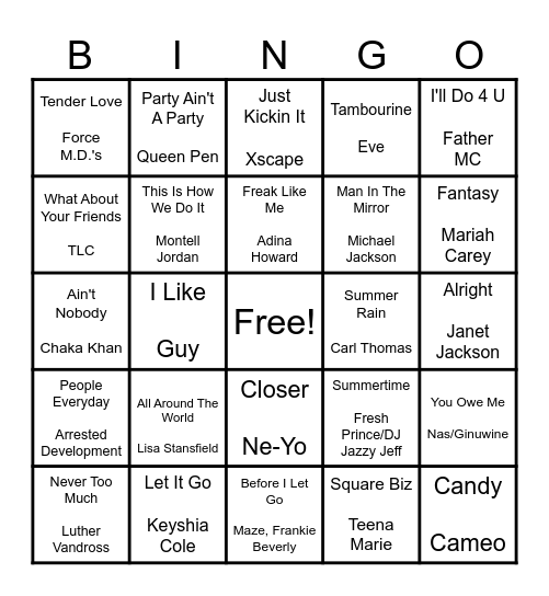 Tam's R&B Bingo Card
