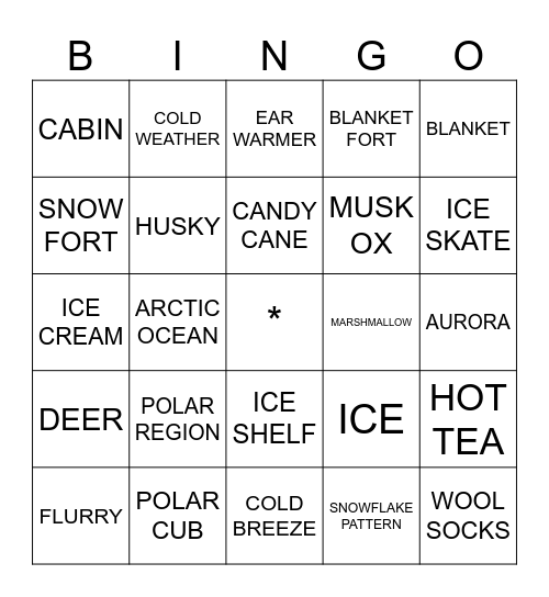 WINTER VOCABULARY Bingo Card