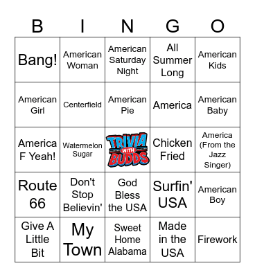 AMERICA SONGS Bingo Card