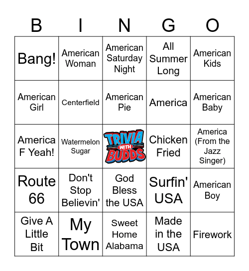 AMERICA SONGS Bingo Card
