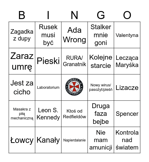 Resident Evil Bingo Card
