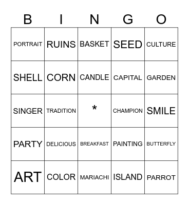MEXICO VOCABULARY Bingo Card