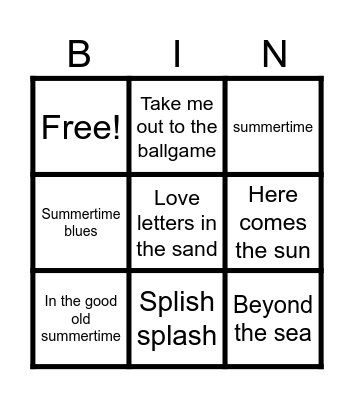 Summer Bingo Card
