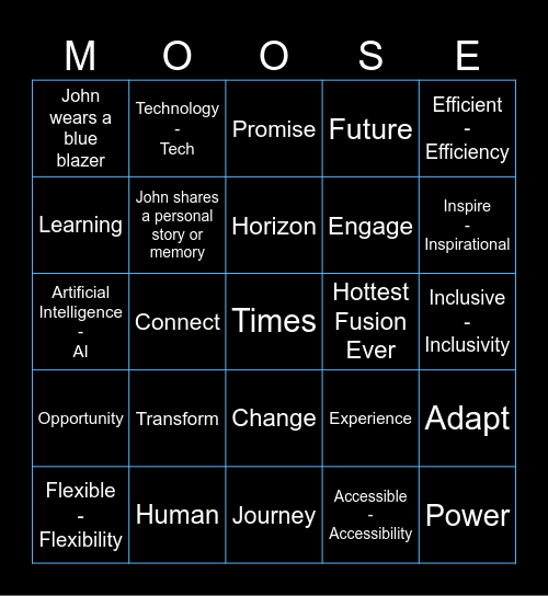 John Baker Opening Keynote Bingo Card