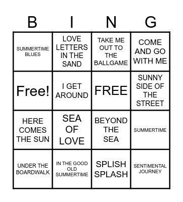 Summer Bingo Card