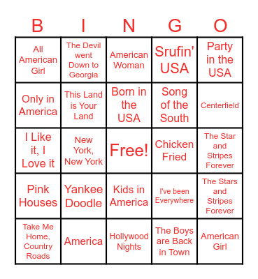4th of July Bingo Card