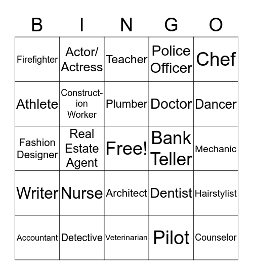 Career Bingo Card
