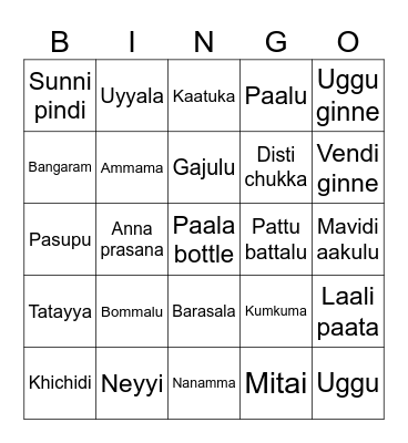 Hema's Baby Shower Bingo Card