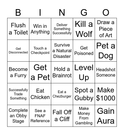 Battle For 1 Egg Bingo Card