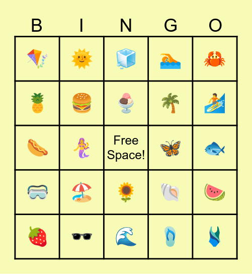 SUMMER BINGO Card