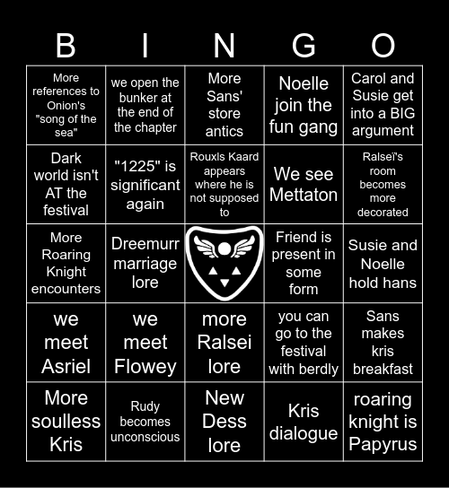 Deltarune Chapter 5 Bingo Card