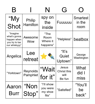 ⭐️ HAMILTON ⭐️ Bingo Card