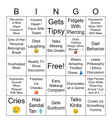 St Lucia Bisector Bingo: Jasmine Bingo Card