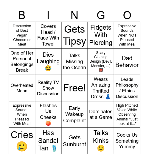 St Lucia Bisector Bingo: Jasmine Bingo Card
