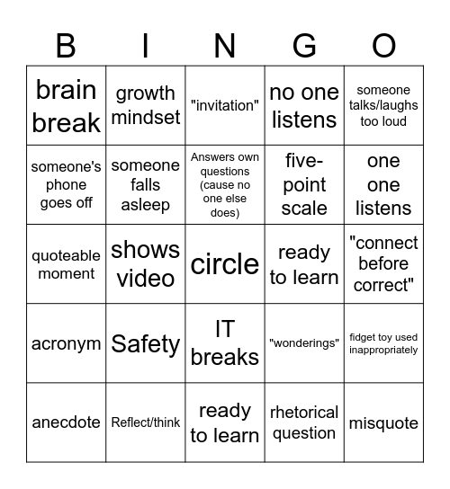 PD bingo Card