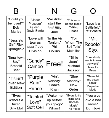 80's BINGO Card