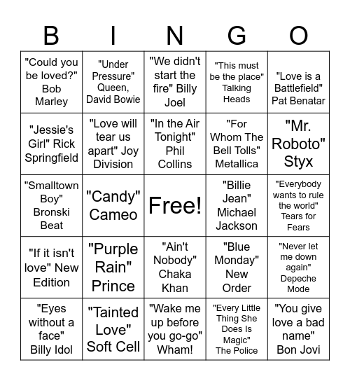 80's BINGO Card