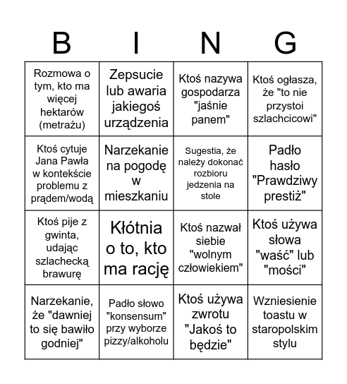 Zasiedliny 2026 Bingo Card