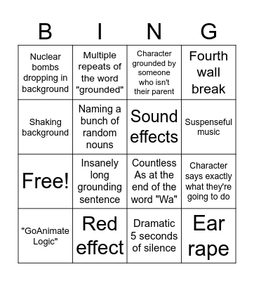 GoAnimate Bingo Card