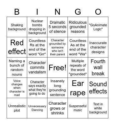 GoAnimate Bingo Card