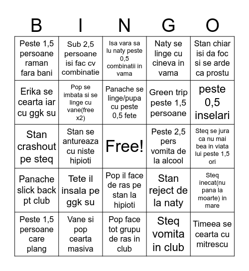 Vama 2026 Bingo Card