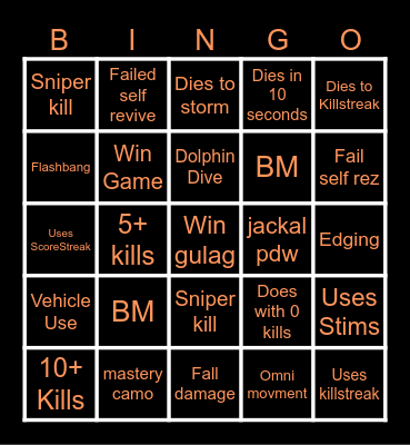 Warzone 2.0 bingo (Credits to: Big Puffer) Bingo Card