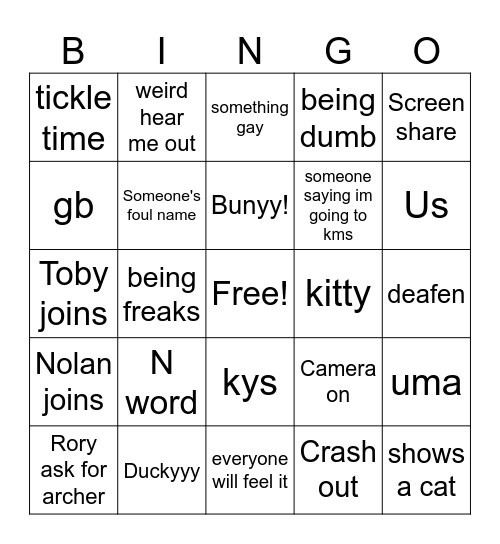 vc bs Bingo Card