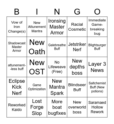 Deepwoken Early July Bi-Weekly Bingo Card