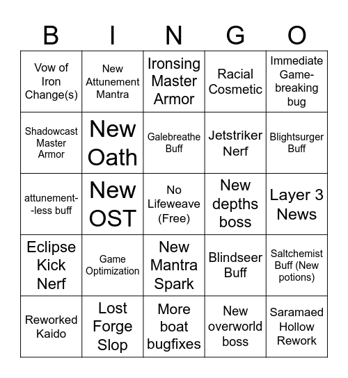 Deepwoken Early July Bi-Weekly Bingo Card