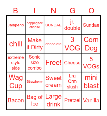 Upsell Bingo Card
