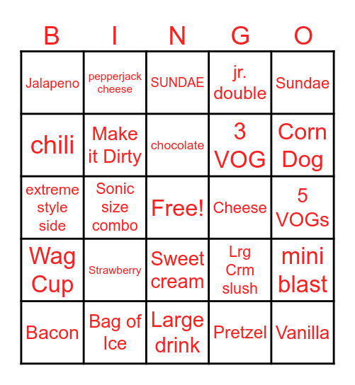 Upsell Bingo Card
