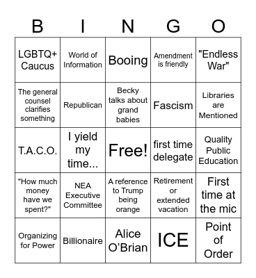 Colorado NEA RA - Denver, 2026 Bingo Card