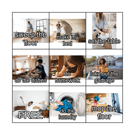 Chores Bingo Card