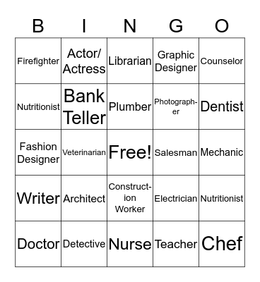 Career Bingo Card