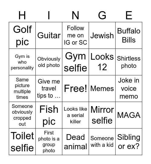 Hinge Bingo Card