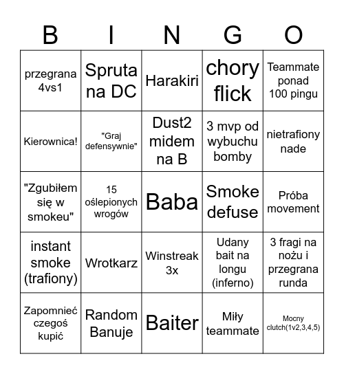 CS2 Bingo Card