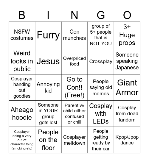 Anime Iowa Bingo 2026 Bingo Card