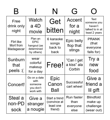 Summer Bingo Card