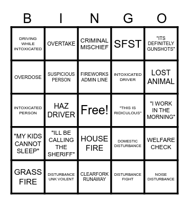 4TH OF JULY DISPATCH BINGO Card