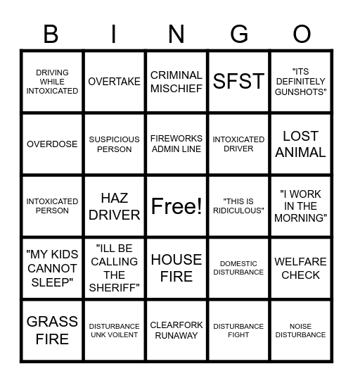 4TH OF JULY DISPATCH BINGO Card