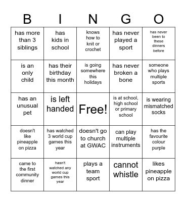 Find someone who... Bingo Card