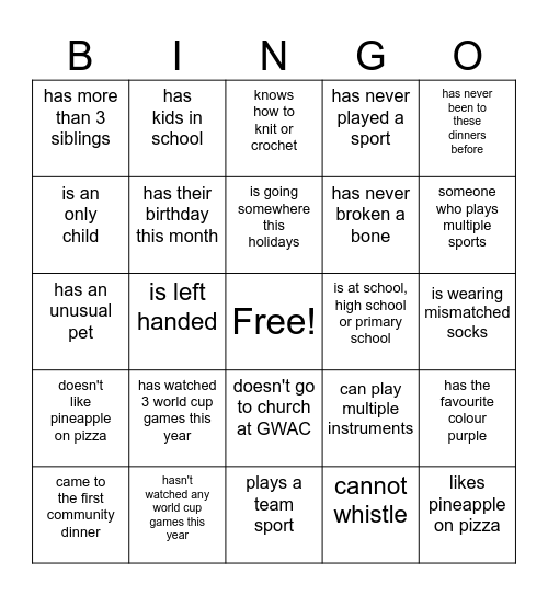 Find someone who... Bingo Card