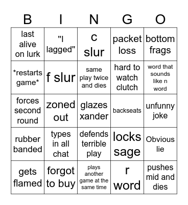 Brandy bingo Card