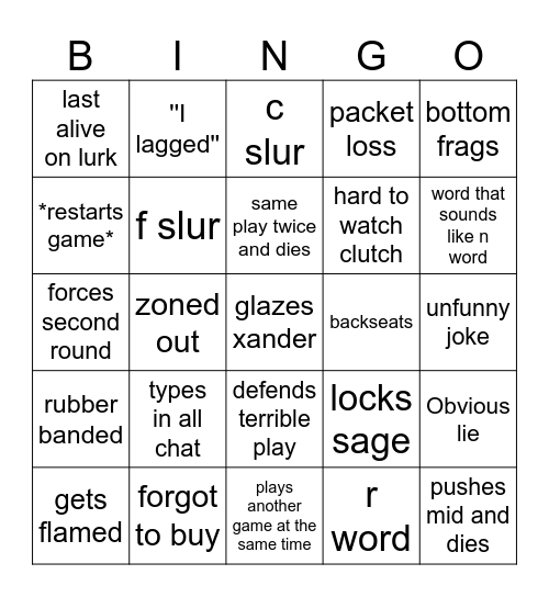 Brandy bingo Card
