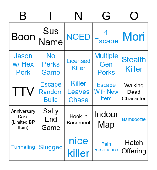 Dead by Daylight (1) Bingo Card