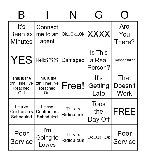 HD Customer Bingo Card