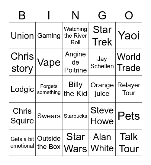 Interview Bingo Card